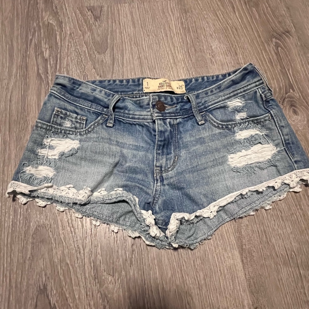 Hollister Light Blue Distressed Jean Shorts